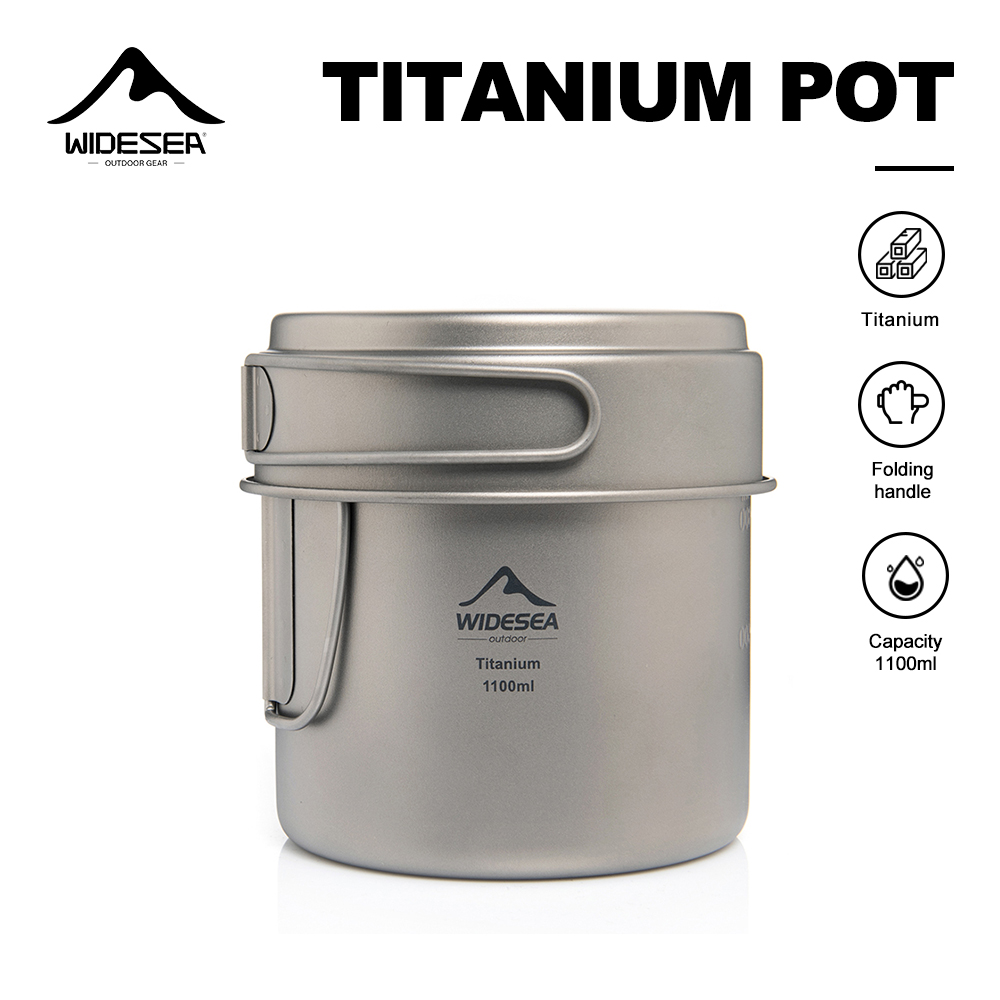 Camping Cooking Kit - Widesea Panci Berkemah Titanium Ultraringan 1100Ml