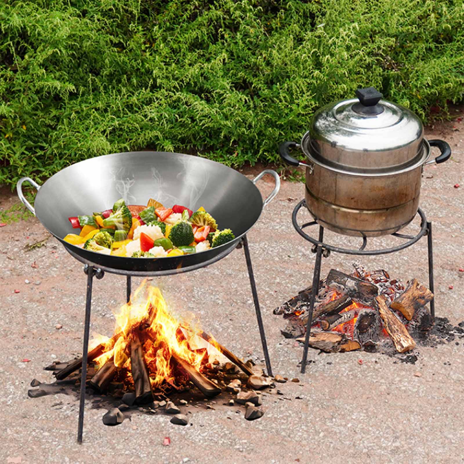 Camping Cooking Essentials - Penyangga Panggangan Lipat Tripod Api Unggun,