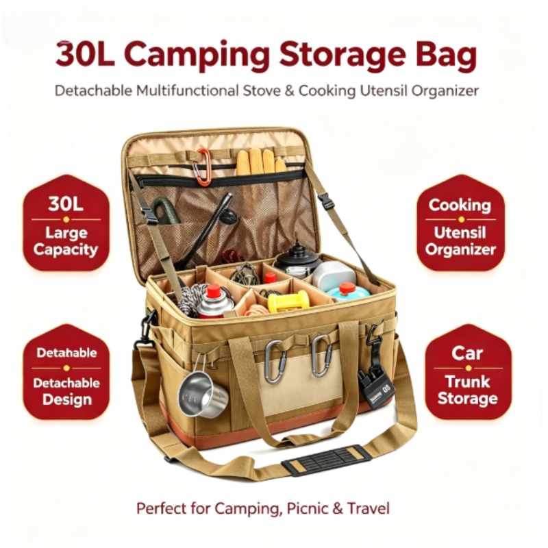 Camping Cooking On Fire - Tas Penyimpanan Camping Kapasitas Besar 30L,