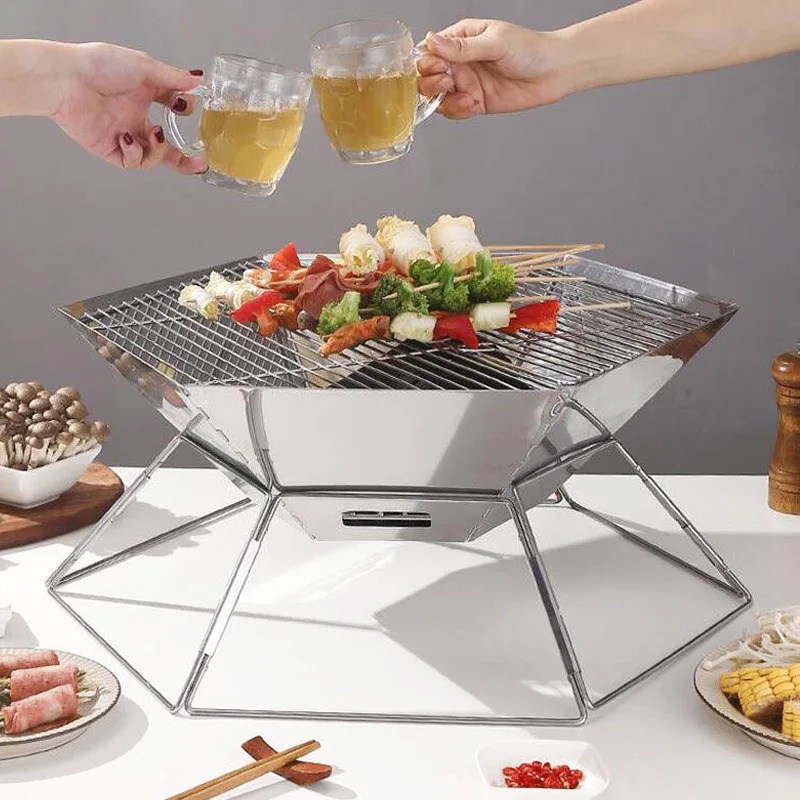 Camping Cooking Must Haves - Pemanggang BBQ Karbon Lipat Portabel, Kompor