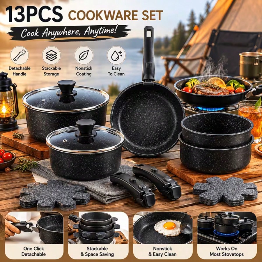 Camping Cooking Set Non Stick - Set Peralatan Masak Anti Lengket Premium