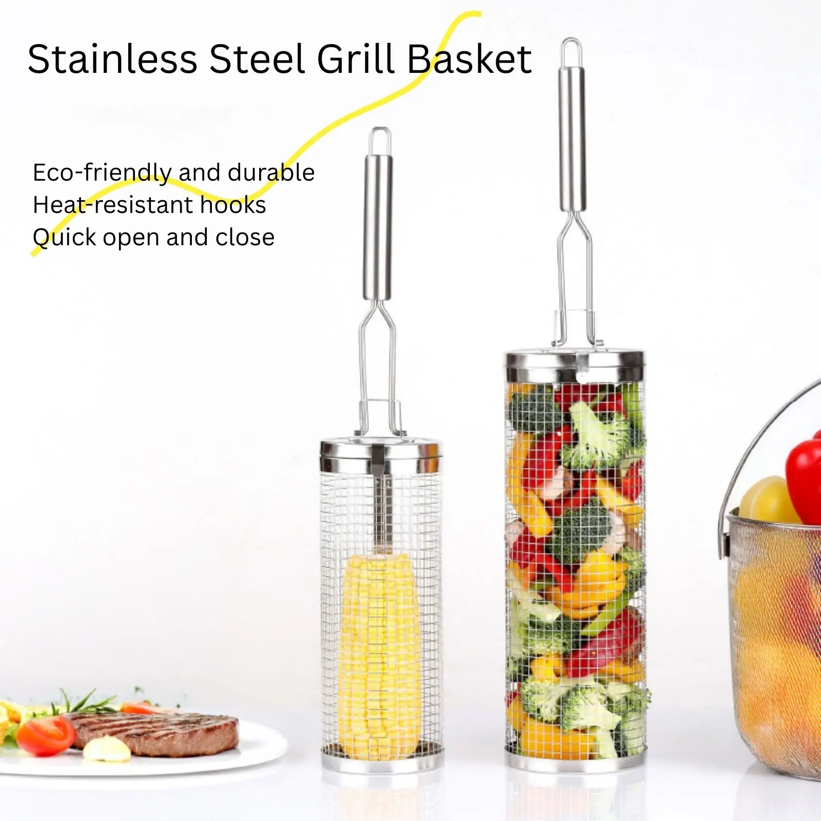 Camping Cooking Essentials - Keranjang Panggangan Gulung dari Baja Tahan