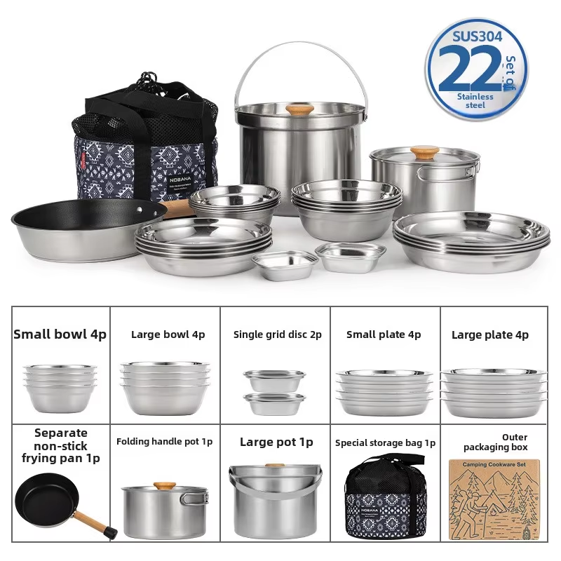 NOBANA Set Panci Baja Tahan Ka - Camping Cooking Kit ulasan dan harga