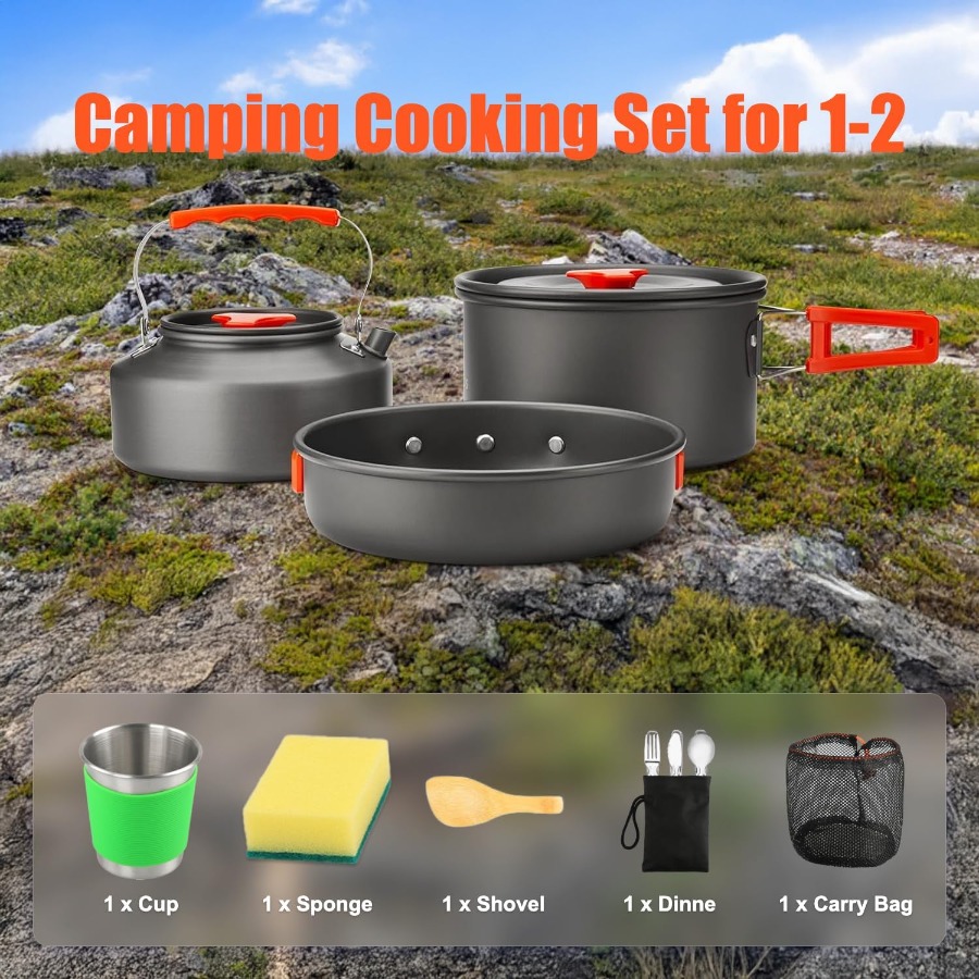 Set Peralatan Masak untuk Berk - Camping Cooking Set Non Stick ulasan dan harga
