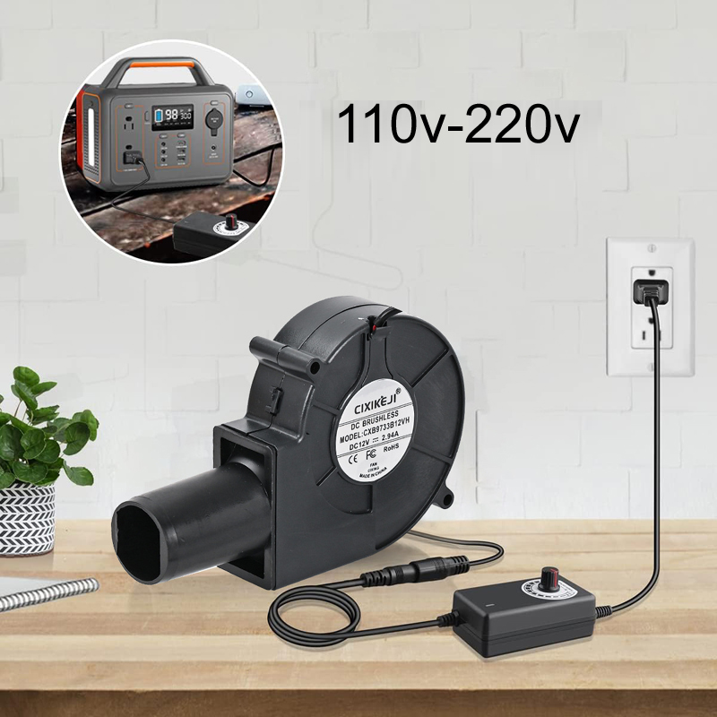 Kipas BBQ 110v-220V DC 12V 2A, - Camping Cooking Essentials ulasan dan harga